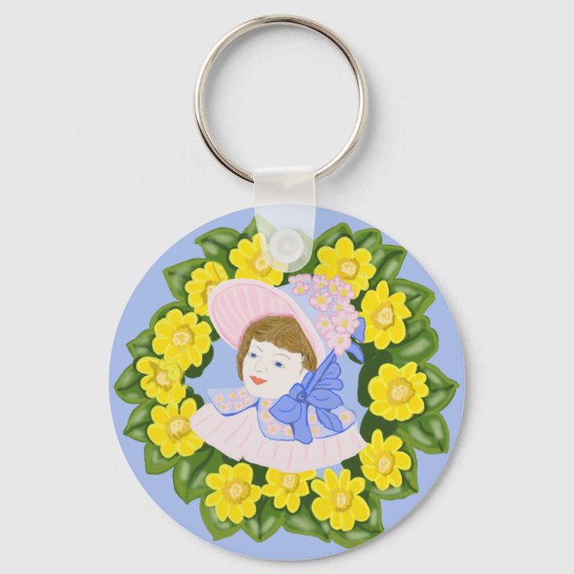 Chaveiro Menina com um chapéu de Páscoa feminino vitoriano  (Frente)