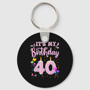 Chaveiro menina de 40 anos de aniversário doughnut feliz 40