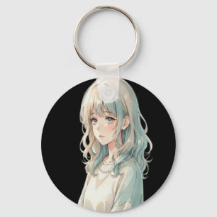 Chaveiro Menina de Anime Fofo – Pingente Redondo