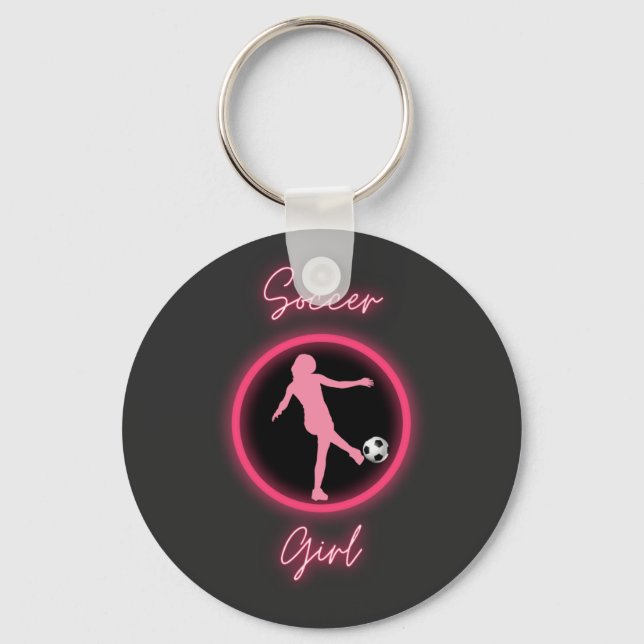 Chaveiro Menina de Futebol Brilho Rosa  (Frente)