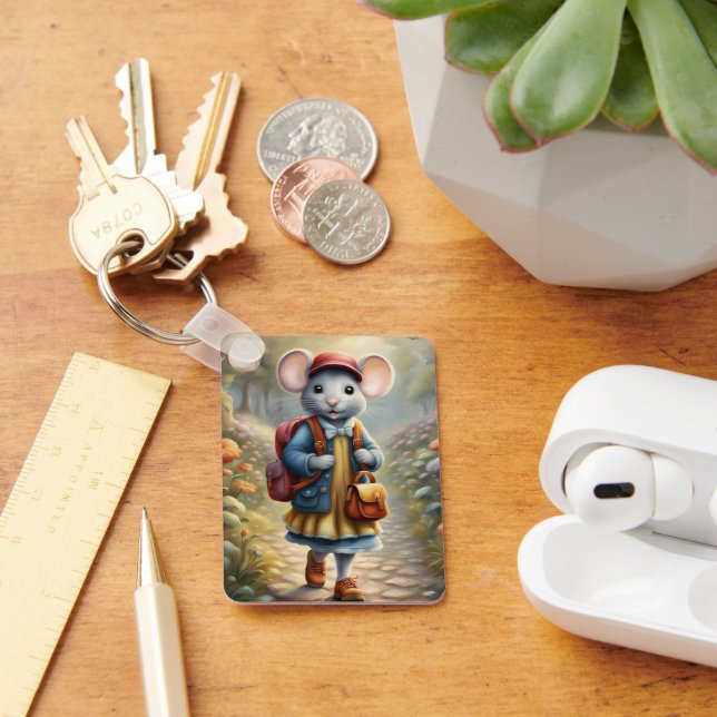 Chaveiro Menina de rato bonita a caminho da escola, persona (Mesa)