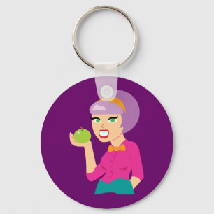 Chaveiro Menina de Retro de Maçã Fresca
