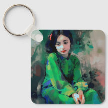 Menina em vestida verde