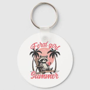 Chaveiro Menina Feral Férias de Verão Praia Guaxinim Meme L