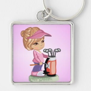 Chaveiro Menina loura que joga o golfe