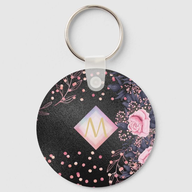 Chaveiro Menina negra ROSEGOLD rosa-brilho (Frente)