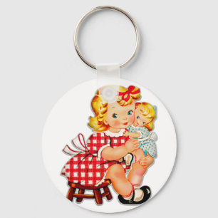 Chaveiro Menina retrô boneca vintage criança