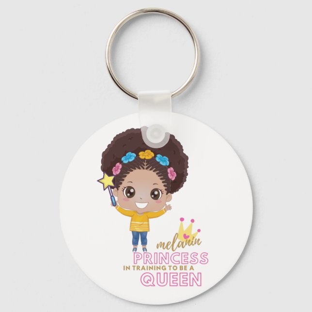 Chaveiro Meninas Bonitas Melanin Princesa Treinando Para Se (Frente)