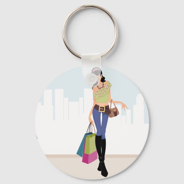 Chaveiro Meninas bonito comprando na cidade (Frente)