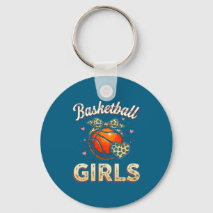 Chaveiro Meninas de Basquete Fofas Ilustração de Coração de