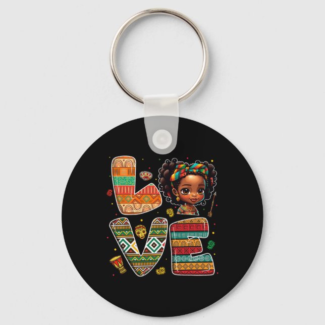 Chaveiro Meninas de Crianças Africanas Fortes do Mês da His (Frente)