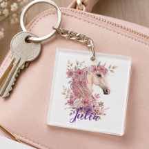 Meninas Pônei Fofo Pastel Floral Nome Personalizad