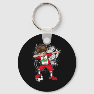 Chaveiro Menino Dabbing Camisa de Futebol do Peru Jersey Pé