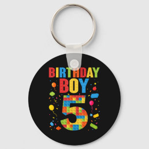 Chaveiro Menino de Aniversário 5 Anos Blocos de Construção