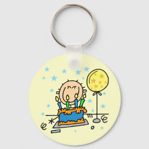 Chaveiro Menino de Palito Com Presentes de Bolo de Aniversá