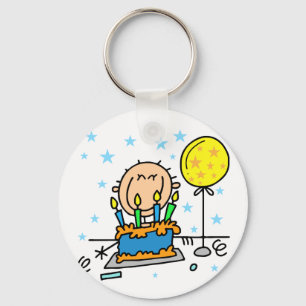 Chaveiro Menino de Palito Com Presentes de Bolo de Aniversá