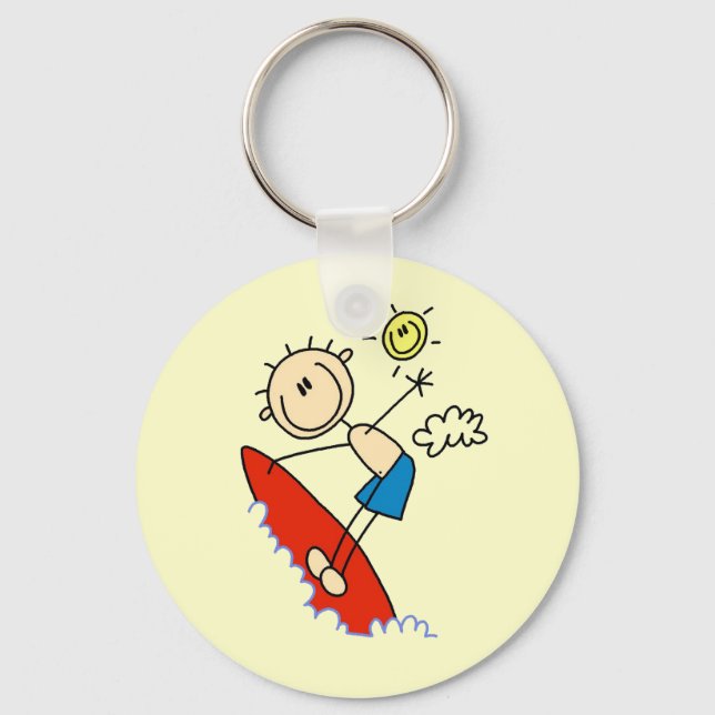 Chaveiro Menino de Palito Surfando (Frente)