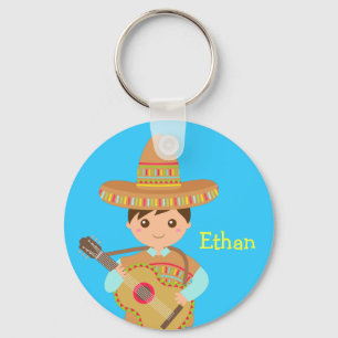 Chaveiro Menino fofo Chapéu Sombrero Mexicano Guitarra Fest
