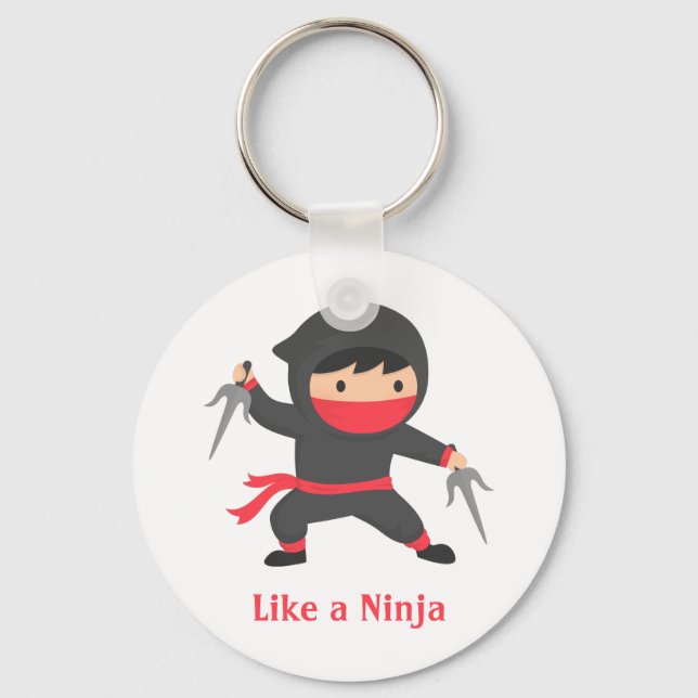 Chaveiro Menino Ninja Fofo com Armas Sai para Crianças (Frente)