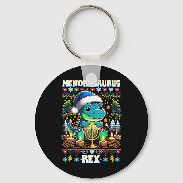 Chaveiro Menorasaurus Rex Dino Trex Suéter Feio de Natal  (Frente)