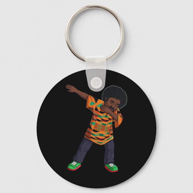 Chaveiro Mens Dabbing African American Man Juneteenésimo Ne (Frente)