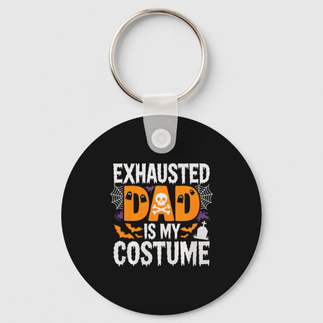 Chaveiro Mens Exhausted Dad Is My Costume Shirt Men Hallowe (Frente)