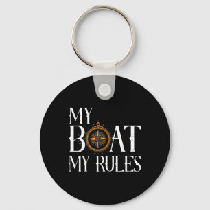 Chaveiro Mens My Boat My Rules Ship's Wheel Capitão Nautica
