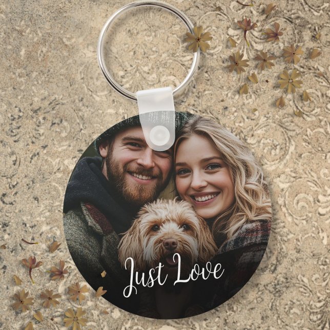 Chaveiro Mensagem de Roteiro Personalizada Foto de Casal (Personalized Script Message Couple Photo Keychain)