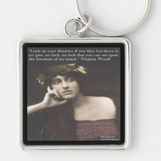 Chaveiro Mente Aberta Virginia Woolf Citação (Frente)