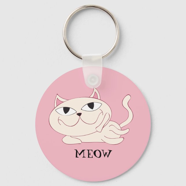 Chaveiro MEOW: Gato Cor-de-Rosa A Encher (Frente)