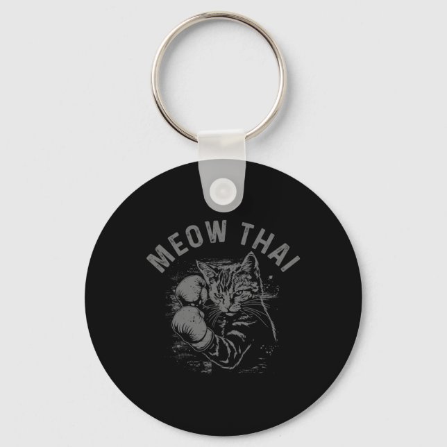 Chaveiro Meow Thai Funny Muay Thai Boxando Gata Artes Marci (Frente)