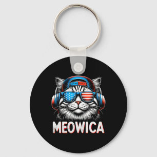 Chaveiro Meowica Patriótica 4 De Julho Gato Bandeira Americ