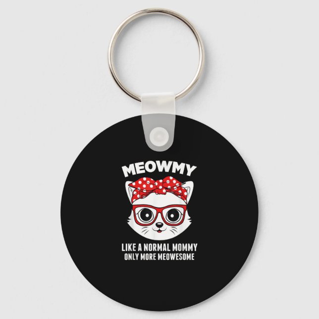 Chaveiro Meowmy Funny Cat Mamãe Óculos Dia de as mães (Frente)