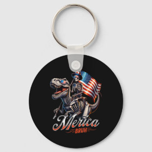 Chaveiro Merica Bruh Patriótico Dinossauro do Esqueleto T R