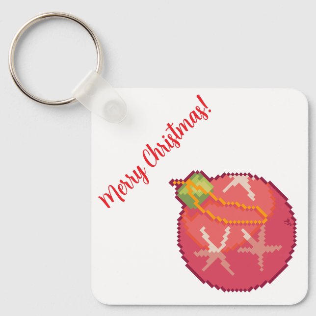 Chaveiro Merry Christmas Ball, Pixelart, Pixel Art  (Frente)