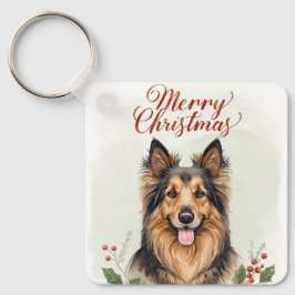 Chaveiro Merry Christmas Dog Festive Holiday Keychain Charm