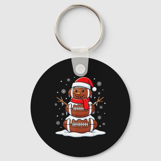 Chaveiro Merry Christmas Football Snowman Holiday Srts Xmas (Frente)