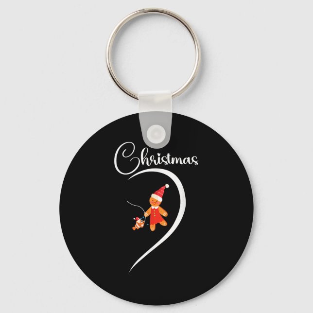 Chaveiro Merry Christmas Gingerbread Fishing Lover Couple C (Frente)