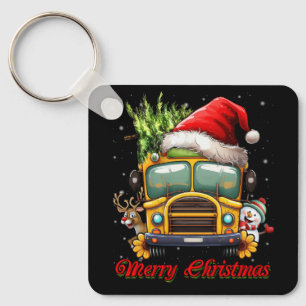 Chaveiro Merry Christmas School Bus Driver X-mas Snowman Re