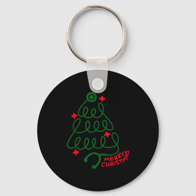 Chaveiro Merry Christmas Stethoscope Nurse Cna Xmas Holiday (Frente)