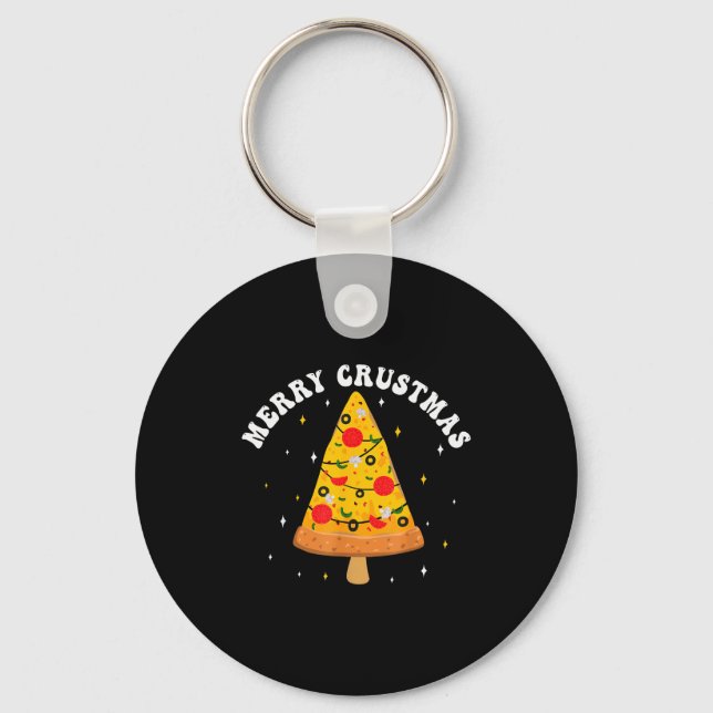 Chaveiro Merry Crustmas Funny Zza Slice Christmas Tree Zza  (Frente)