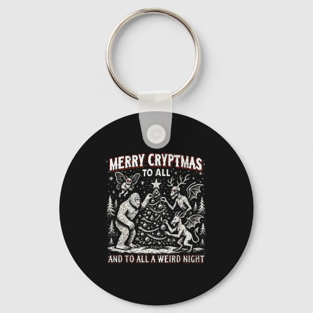 Chaveiro Merry Cryptmas Weird Night Cryptid Holiday Art  (Frente)