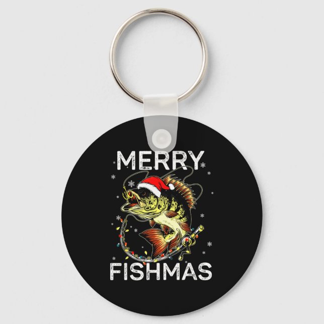 Chaveiro Merry Fishmas Santa Fishing Lovers Funny Fisherman (Frente)