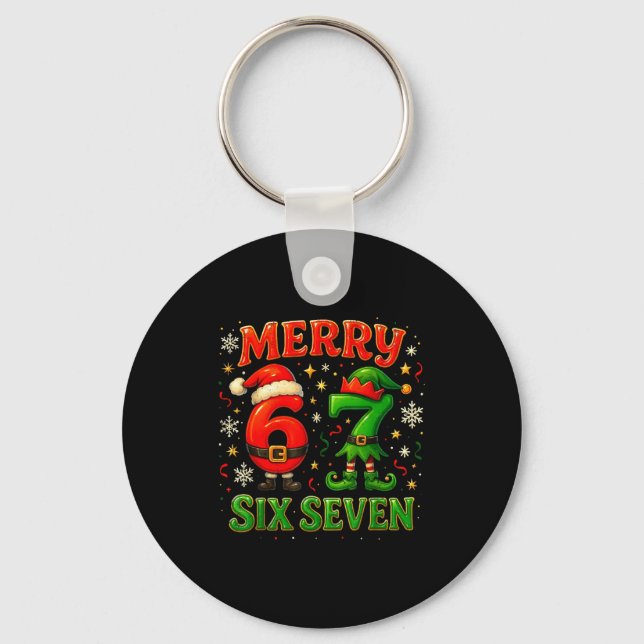 Chaveiro Merry Six Seven Funny Meme 67 Christmas Couple Des (Frente)