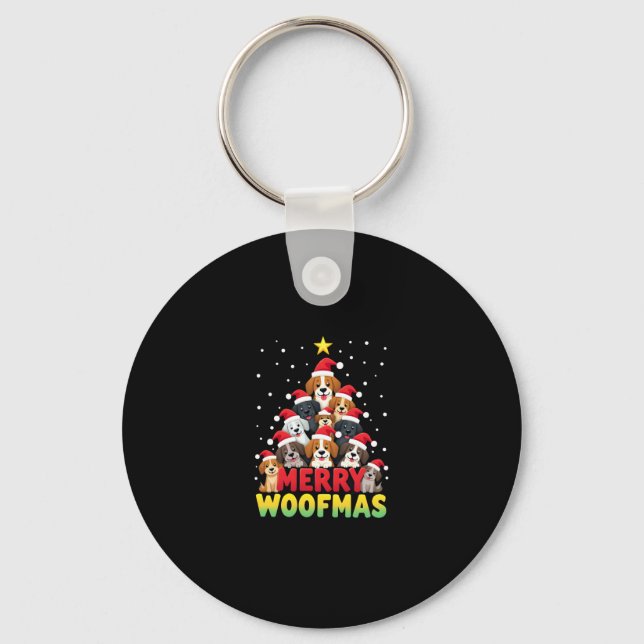 Chaveiro Merry Woofmas - Merry Christmas For Dog Lovers (1) (Frente)