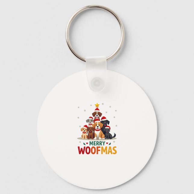 Chaveiro Merry Woofmas - Merry Christmas For Dog Lovers (3) (Frente)