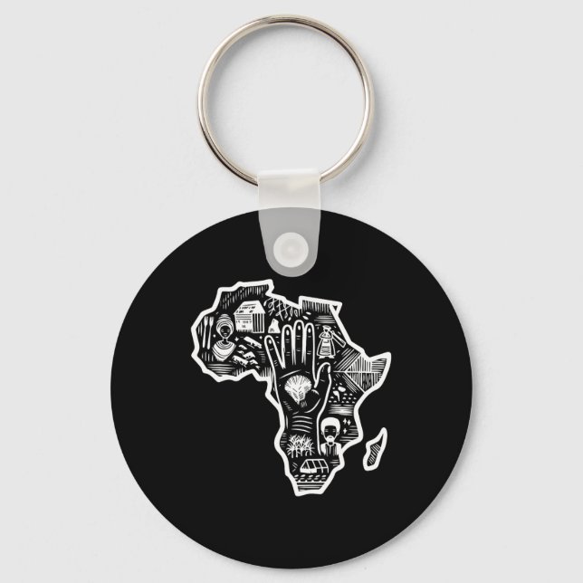 Chaveiro Mês da História Africana Design do Mapa da África  (Frente)