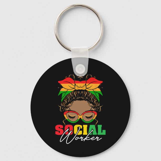 Chaveiro Mês da História Negra Assistente Social Trabalho S (Frente)