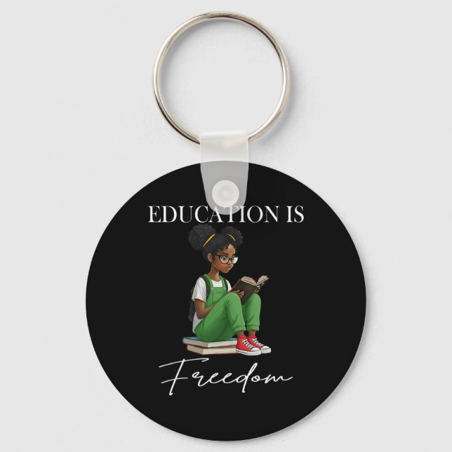 Chaveiro Mês da História Negra Educação É Livros Liberdade  (Frente)