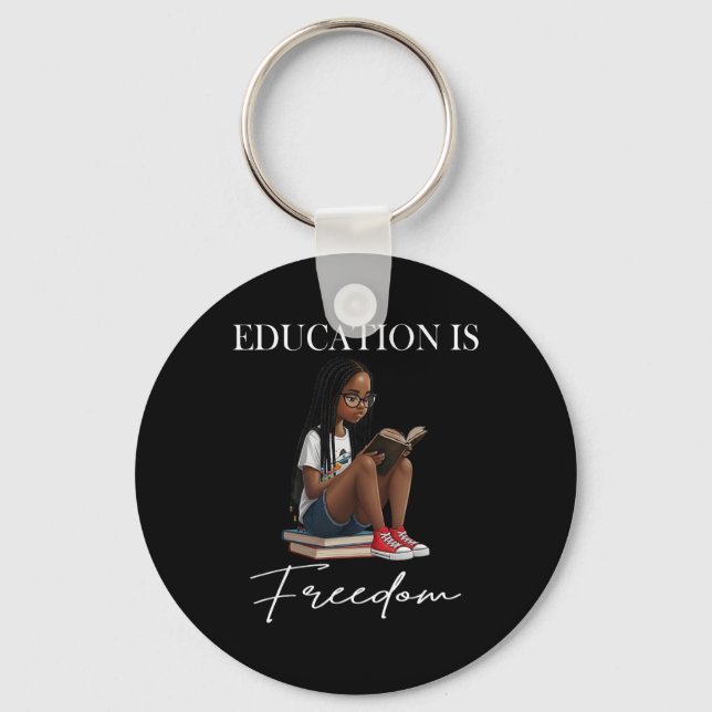 Chaveiro Mês da História Negra Educação É Livros Liberdade  (Frente)